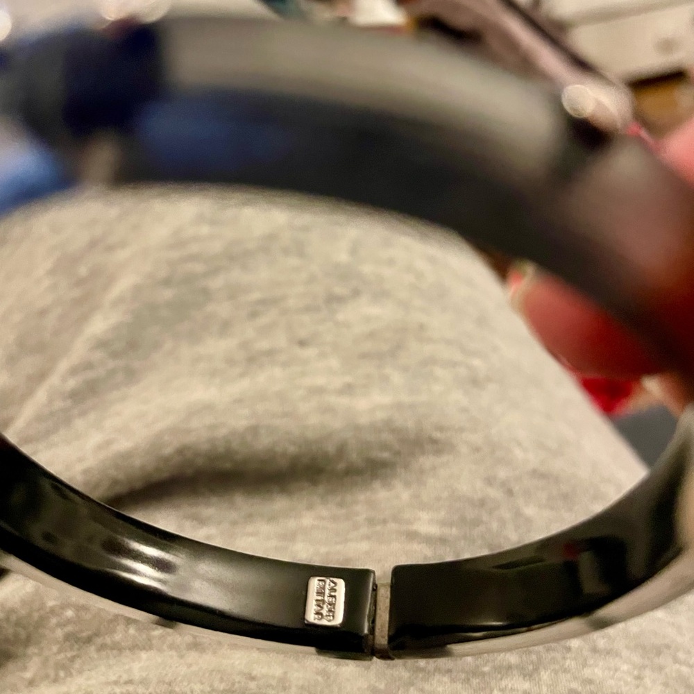 Alexis Bittar lucite Elegant Black and Gold Bracelet with Crystal Accents
Rare